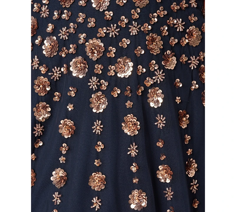 Adrianna Papell Petite Beaded Square Neck Midi Dress