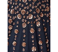 Adrianna Papell Petite Beaded Square Neck Midi Dress