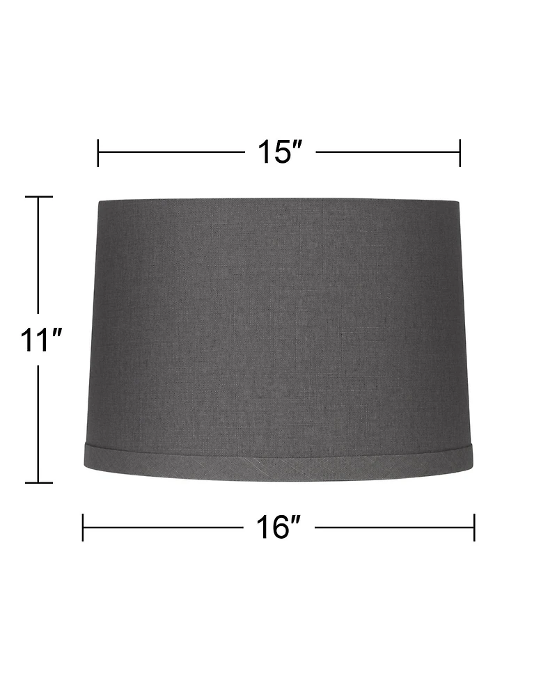 Springcrest Set of 2 Tapered Drum Lamp Medium 15" Top x 16" Bottom x 11" High Spider with Replacement Harp and Finial Fitting