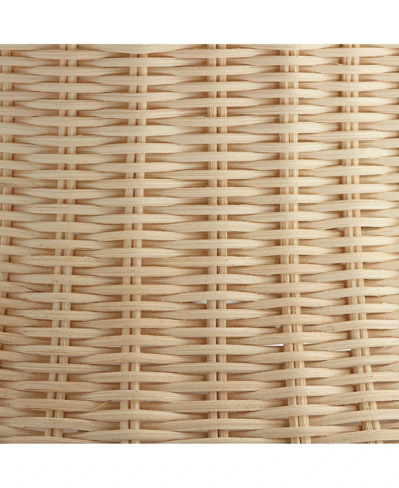 Springcrest 10" Top x 11 1/2" Bottom x 8" High x Lamp Shade Replacement Small Corset Drum Coastal Unbleached Rattan Harp Finial