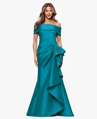 Xscape Women's Mikado Off-The-Shoulder Ruffle Ball Gown