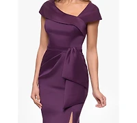 Xscape Women's Asymmetric Neck Short-Sleeve Gown