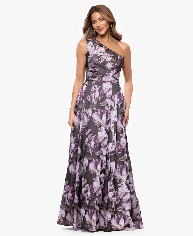 Xscape Women's One-Shoulder Printed Ball Gown