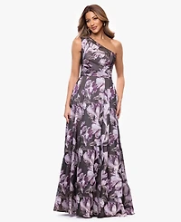 Xscape Women's One-Shoulder Printed Ball Gown