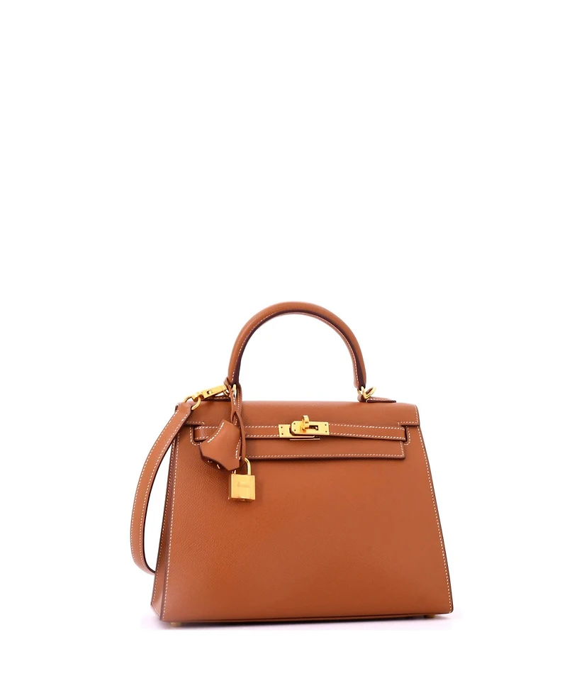 Pre-Owned HERMES Kelly 25 Handbag Brown Epsom with Gold Hardware