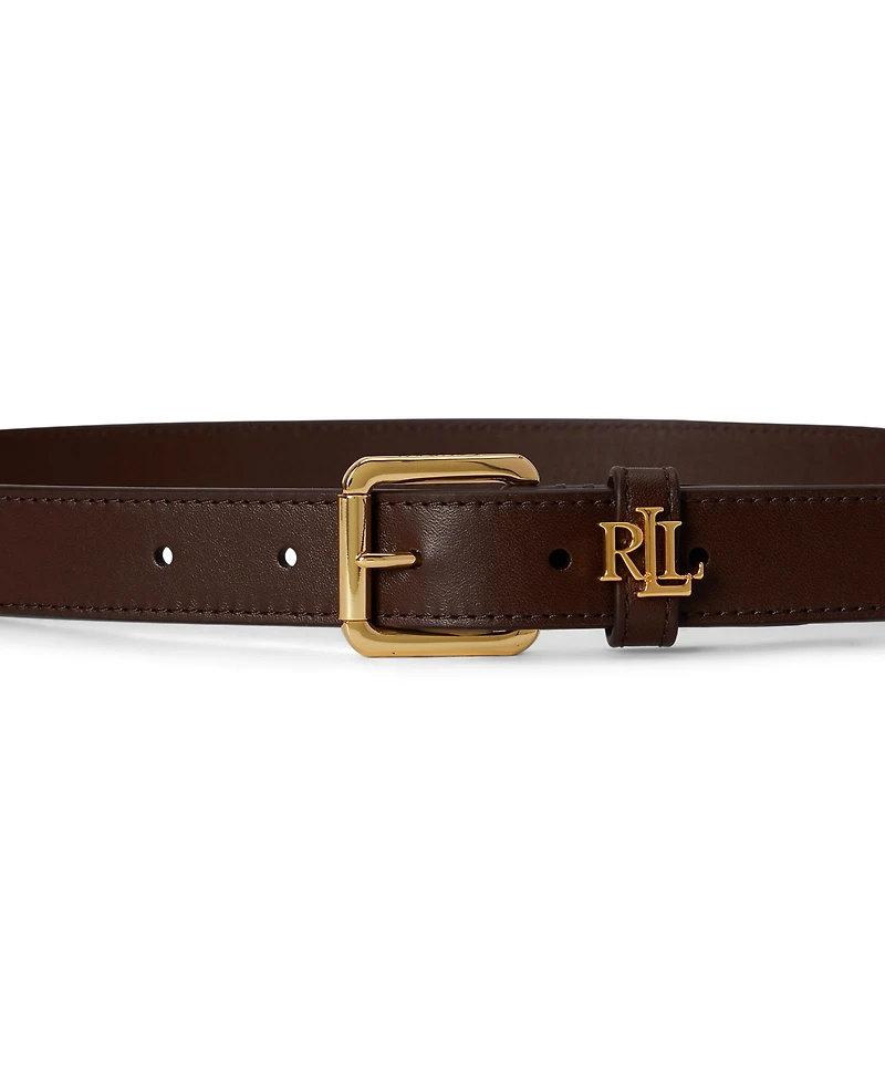 Lauren Ralph Women's Logo-Keeper Leather Skinny Belt