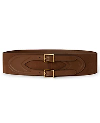 Lauren Ralph Double Buckle Suede and Leather Belt