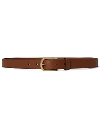 Lauren Ralph Women's Rounded-Buckle Leather Skinny Belt