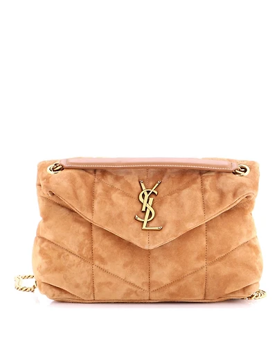 Pre-Owned Saint Laurent Small Loulou Puffer Shoulder Bag Quilted Suede