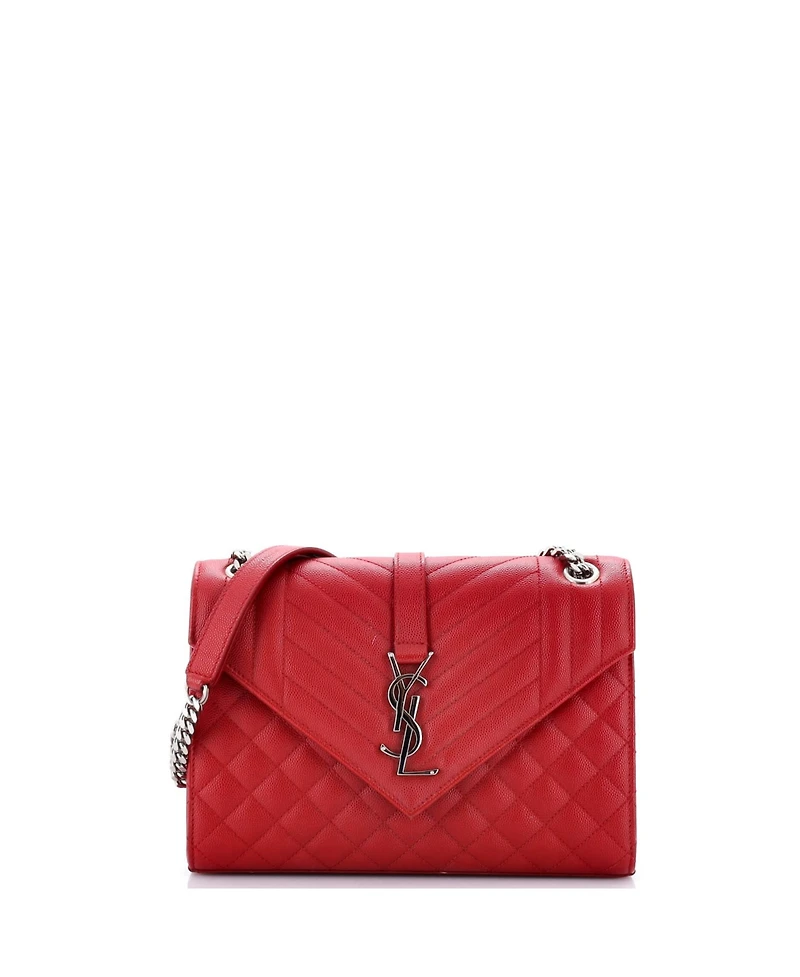 Pre-Owned Saint Laurent Medium Classic Monogram Envelope Satchel Mixed Matelasse Leather