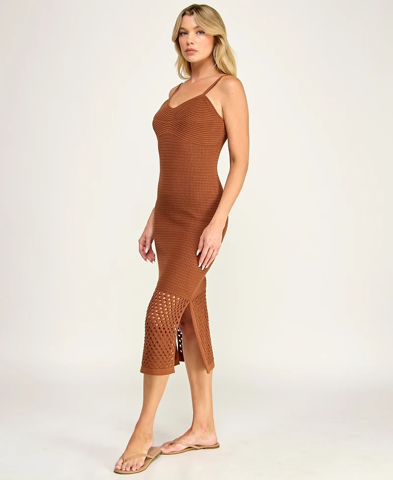 Invitee Juniors' V-Neck Sleeveless Bodycon Crochet Dress