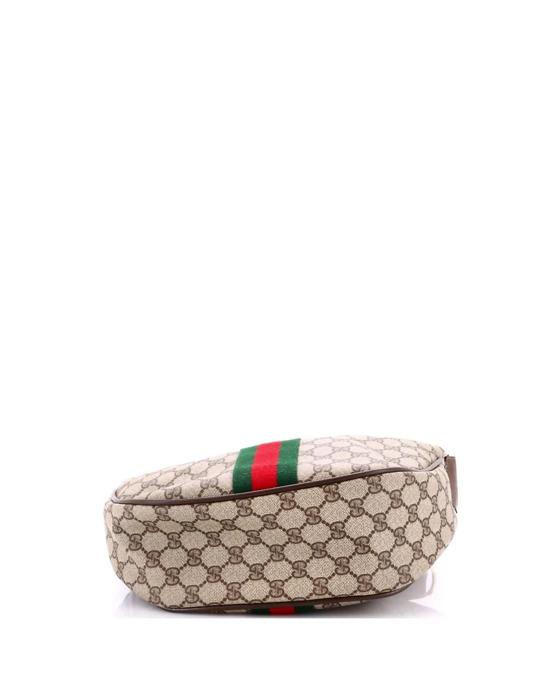 Pre-Owned Gucci Small Ophidia Half Moon Hobo Gg Coated Canvas