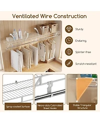 Sugift Closet Shelves Wall Mounted with Hanging Rod for Laundry Room