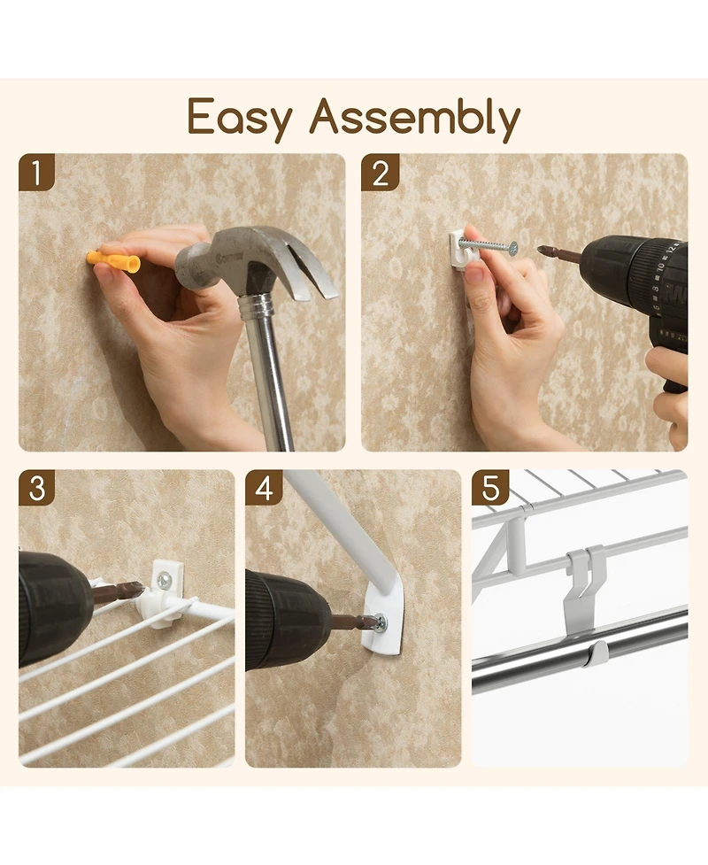 Sugift Closet Shelves Wall Mounted with Hanging Rod for Laundry Room