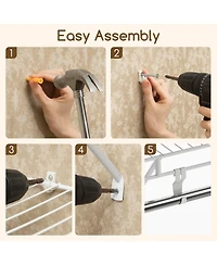 Sugift Closet Shelves Wall Mounted with Hanging Rod for Laundry Room