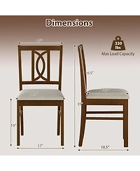 Gymax Dining Chairs Set of 2 w/Hollowed Backrest and Padded Seat for Living Room Kitchen