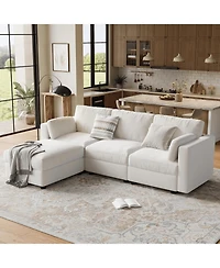 gaomon Modular Sectional Sofa- -Seater L-Shaped Couch with Movable Ottoman- Convertible Chenille Sofa