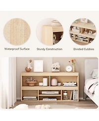 gaomon Kids Bookshelf with Drawer and 5-Cube Storage, Wooden Toy Organizer for Playroom and Nursery