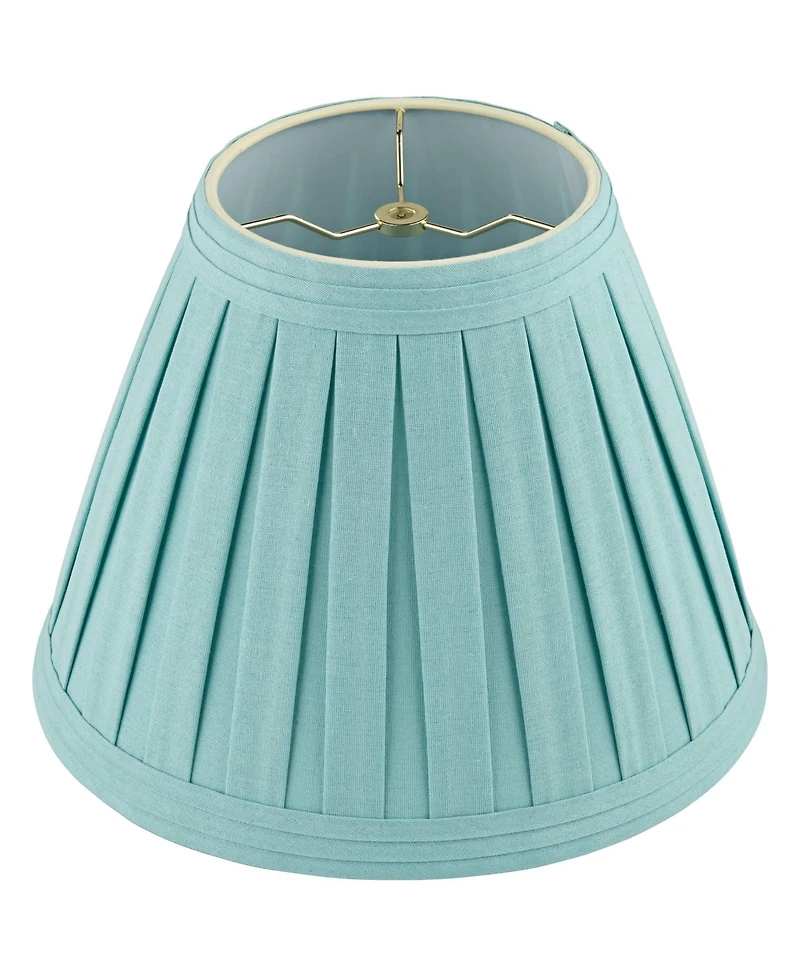 Springcrest Set of 2 Pleat Empire Lamp Shades Turquoise Medium 7" Top x 14" Bottom x 11" High Spider Harp and Finial Fitting