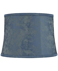 Springcrest Nagano 14" Top x 16" Bottom x 11 1/2" High x 11 1/2" Slant Print Lamp Shade Blue Drum Softback Washer Harp Finial