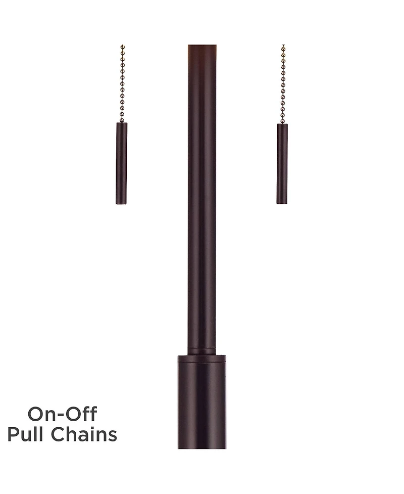 Possini Euro Design Karina 33" Tall Skinny Buffet End Table Lamp Pull Chain Brown Bronze Finish Metal Navy Blue Shade Living Room