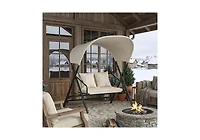 Aecojoy Outdoor Porch Swings for Adults 600LBS 2 Seat Patio Swings with Canopy