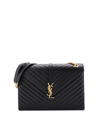 Pre-Owned Saint Laurent Large Classic Monogram Envelope Satchel Matelasse Chevron Leather