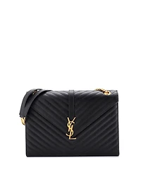 Pre-Owned Saint Laurent Large Classic Monogram Envelope Satchel Matelasse Chevron Leather