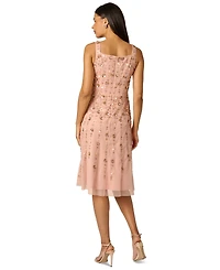 Adrianna Papell Women's Square Neck Mesh Midi Dress