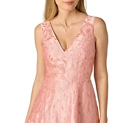 Adrianna Papell Women's V-Neck Embroidered Dress