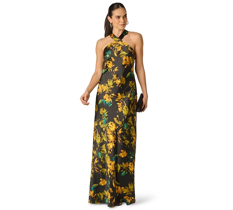 Adrianna Women's Halter Satin Long Dress