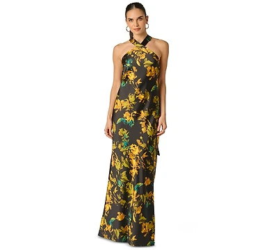 Adrianna Women's Halter Satin Long Dress
