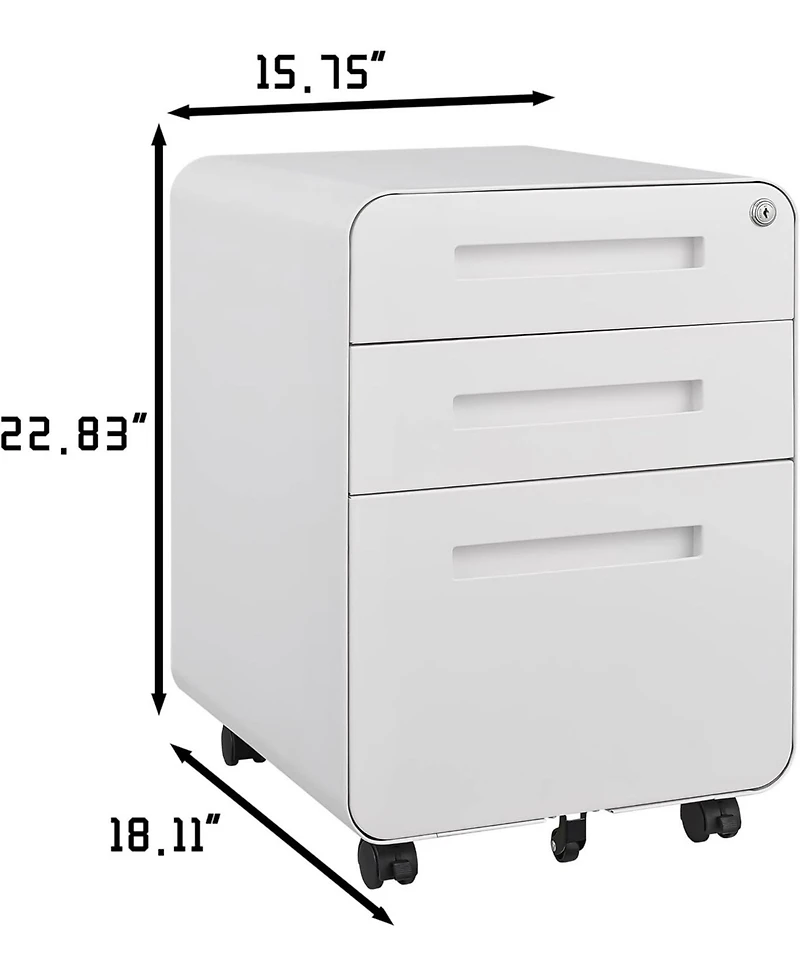 gaomon 3 Drawer File Cabinet with Lock, Under Desk Mobile Metal Filing Cabinet for Home Office