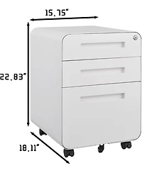 gaomon 3 Drawer File Cabinet with Lock, Under Desk Mobile Metal Filing Cabinet for Home Office