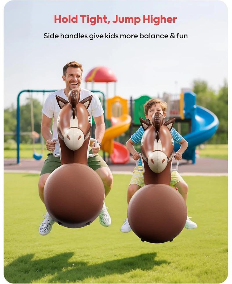 Qpau Infatable Bouncy Horse Toys with Hand Pump, Heavy Duty Giant Bouncy Pal, 220lbs Load Capacity, Ride On Bouncy Animal Hopper Toy