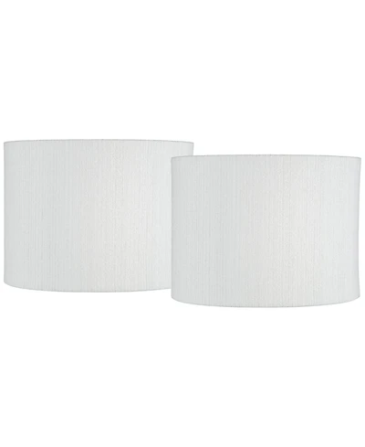 Springcrest Set of 2 Drum Lamp Shades Weave Medium 15" Top x 15" Bottom x 11" High Spider Replacement Harp Finial Fitting