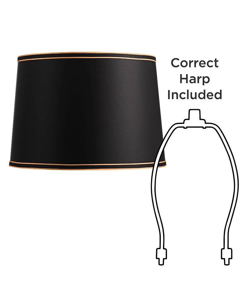 Springcrest Set of 2 Drum Lamp Shades Medium 14" Top x 16" Bottom x 11" High Spider with Replacement Harp and Finial Fitting