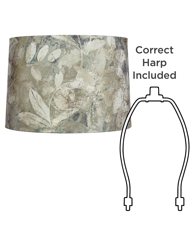 Springcrest Slant Print Lamp Shade Replacement Drum Velvet Leaves Spider Harp Finial