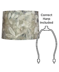 Springcrest Slant Print Lamp Shade Replacement Drum Velvet Leaves Spider Harp Finial