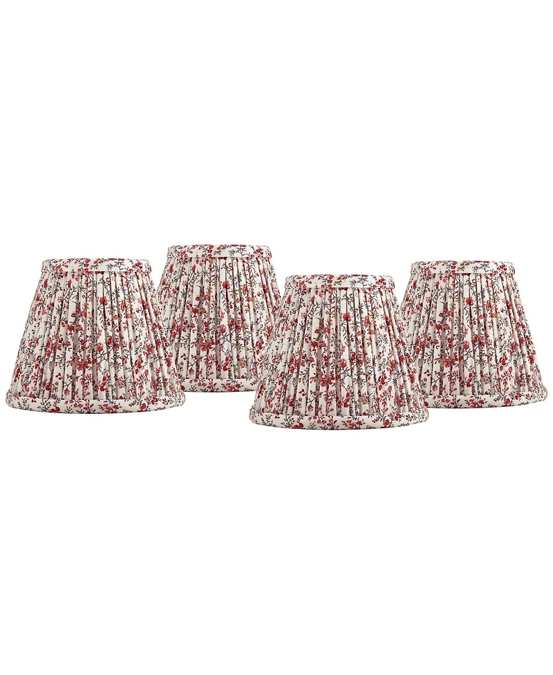 Springcrest Nelle 3 1/2" Top " Bottom 5" High 5" Slant Print Lamp Shade Replacement Set of Floral Clip On Candelabra