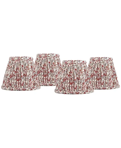 Springcrest Nelle 3 1/2" Top " Bottom 5" High 5" Slant Print Lamp Shade Replacement Set of Floral Clip On Candelabra