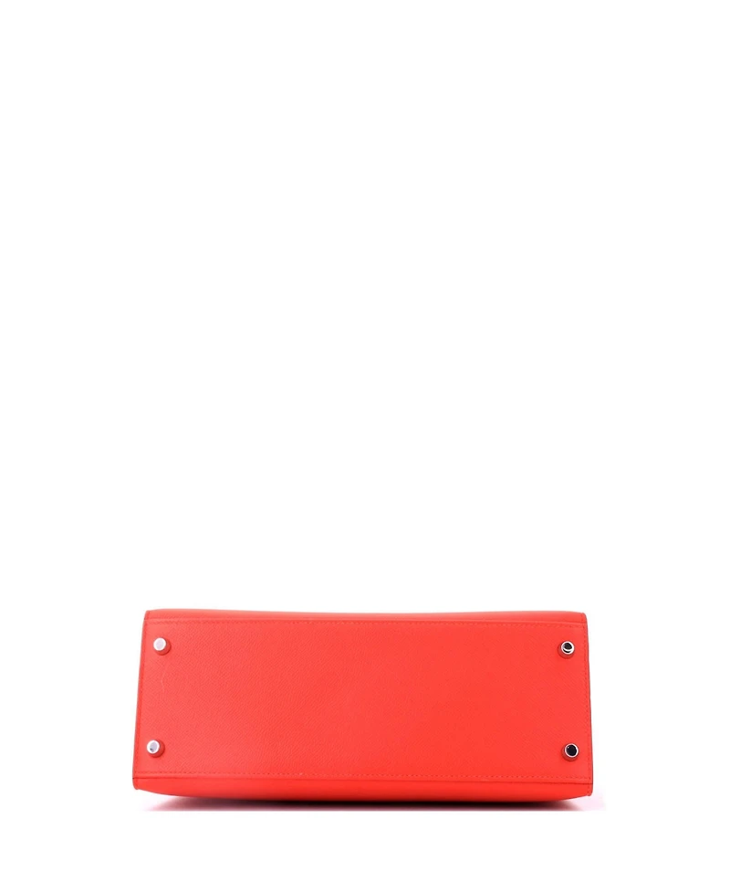 Pre-Owned HERMES Kelly 28 Handbag Orange Epsom with Palladium Hardware