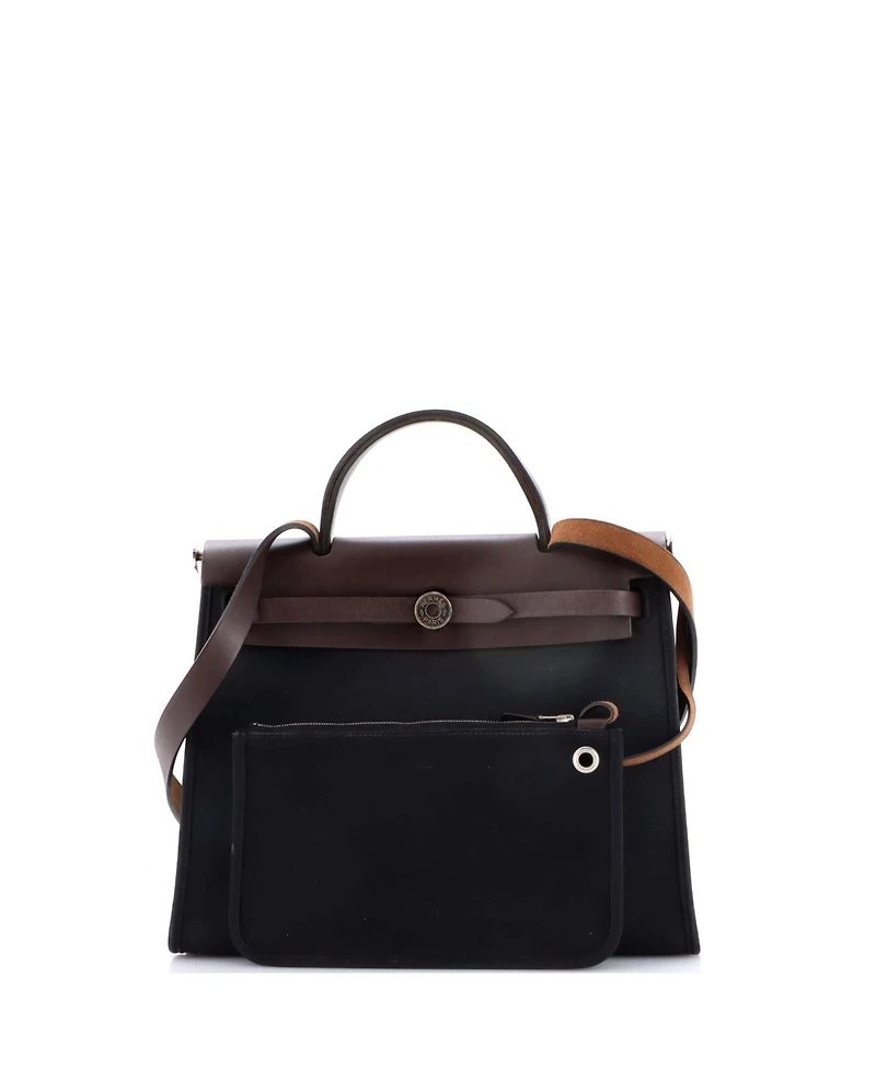 Pre-Owned HERMES Herbag Zip Leather and Toile