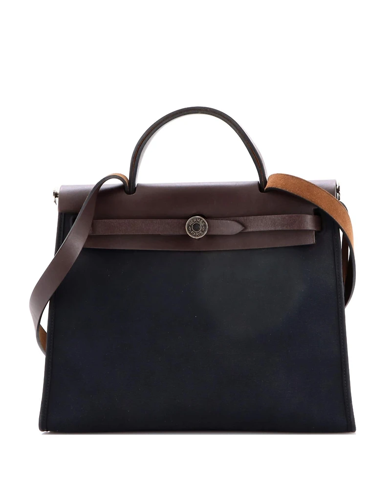Pre-Owned HERMES Herbag Zip Leather and Toile