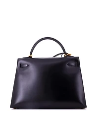Pre-Owned HERMES Kelly 32 Handbag Black Box Calf with Gold Hardware