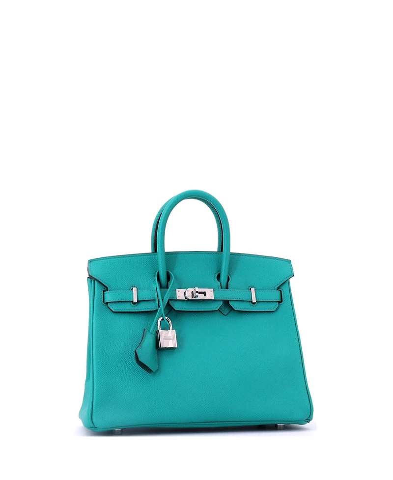 Pre-Owned HERMES Birkin 25 Handbag Blue Epsom with Palladium Hardware