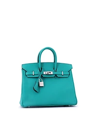 Pre-Owned HERMES Birkin 25 Handbag Blue Epsom with Palladium Hardware