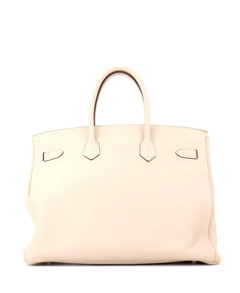 Pre-Owned HERMES Birkin 35 Handbag Light Clemence with Palladium Hardware