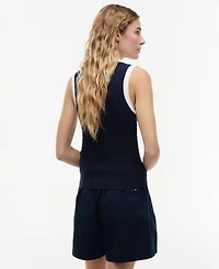 Tommy Hilfiger Women's Cable Knit Collared Polo Sweater