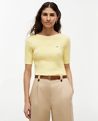 Tommy Hilfiger Women's Boat Neck Short-Sleeve Cotton Sweater